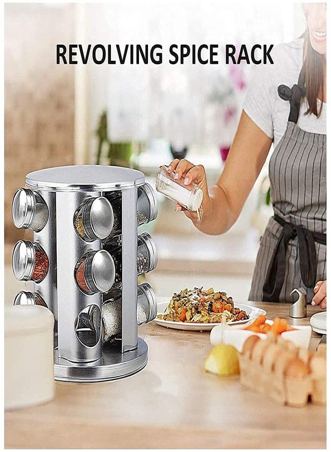 Olpad رف توابل دوار من الفولاذ المقاوم للصدأ لتخزين البرطمانات الفارغة، حامل برج البرطمانات الدوارة (12 قطعة دائرية) - Image 3